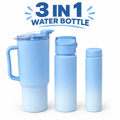 Blue water bottle 3 - blue, (3